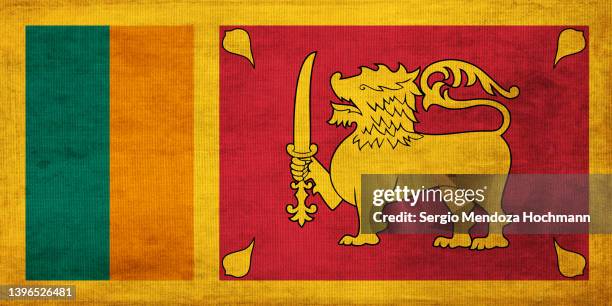 flag of sri lanka with a grunge texture - sri lanka flag stock-fotos und bilder