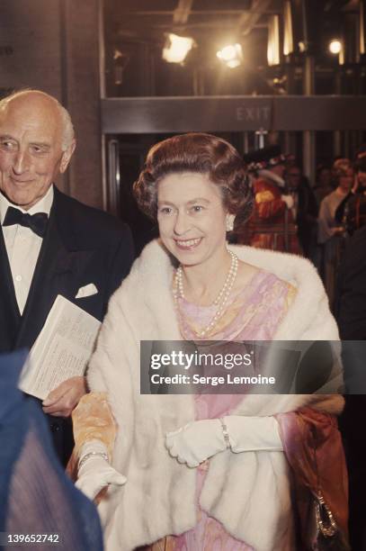 Queen Elizabeth II opens the National Theatre on the South Bank in London, 25th October 1976.