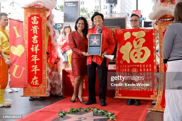 Hollywood Chamber of Commerce Chair Lupita Sanchez Cornejo and James Hong attend the Hollywood Walk of Fame Star Ceremony for James Hong on May 10,...