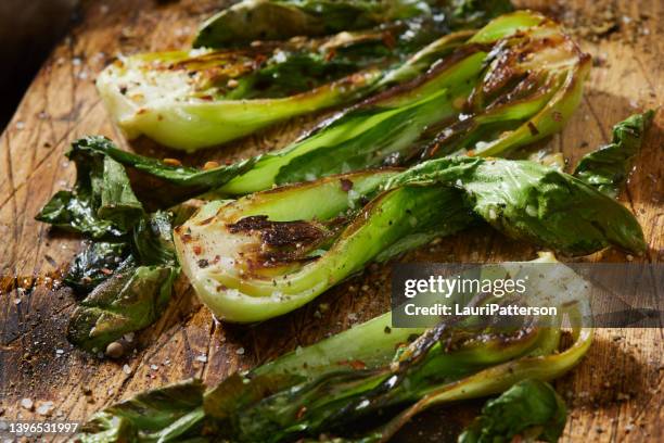 roasted baby bok choy - chinese cabbage stock pictures, royalty-free photos & images