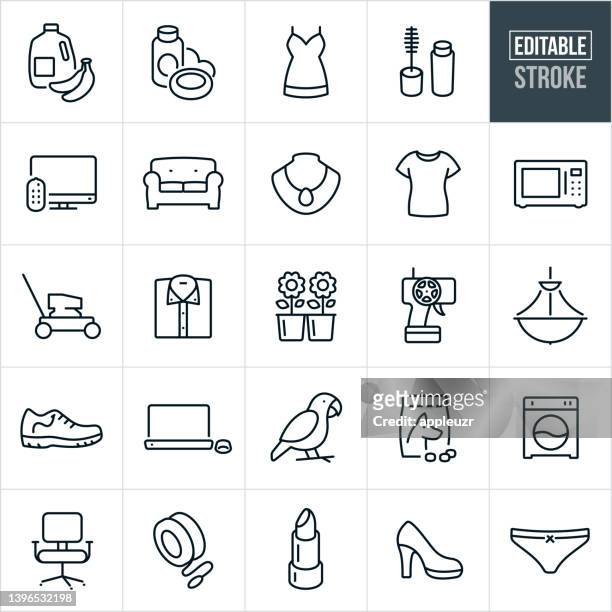 retail store departments thin line icons - editable stroke - department store stock illustrations