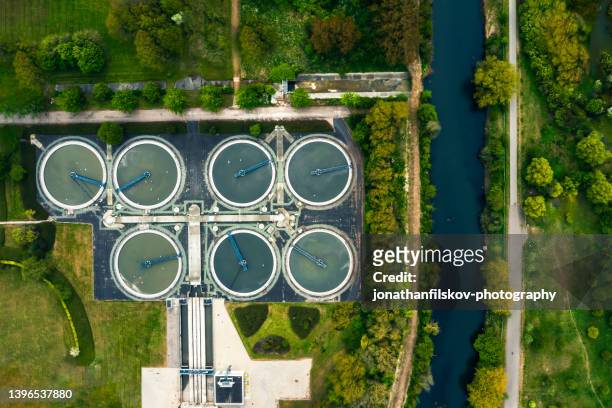 sewage treatment plant - water treatment stock pictures, royalty-free photos & images