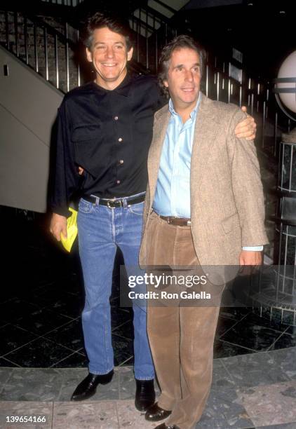 Actor Anson Williams and Actor Henry Winkler attend the "Cop and ½" Universal City Premiere on March 28, 1993 at the Cineplex Universal City 18...