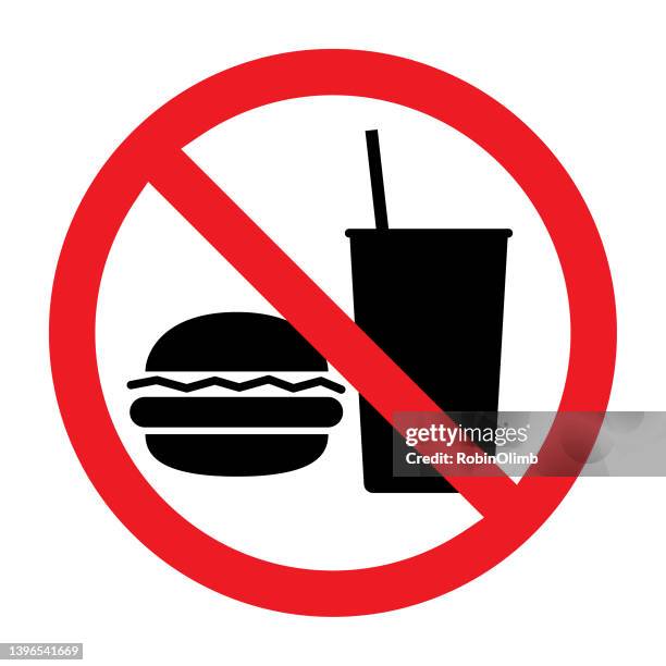 no food or drink icon - warning sign white background stock illustrations