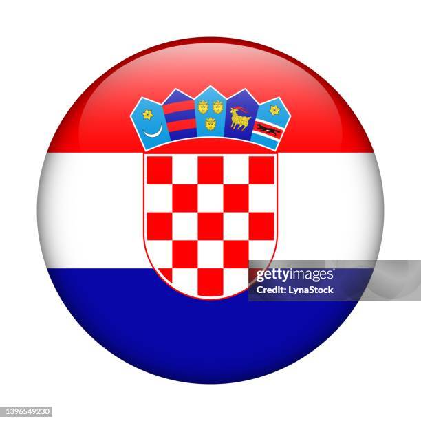 ilustraciones, imágenes clip art, dibujos animados e iconos de stock de bandera nacional de croacia. icono vectorial. botón de cristal para web, aplicación, interfaz de usuario. pancarta brillante. - croatia