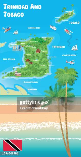 trinidad and tobago and tropical beach - port of spain trinidad stock illustrations