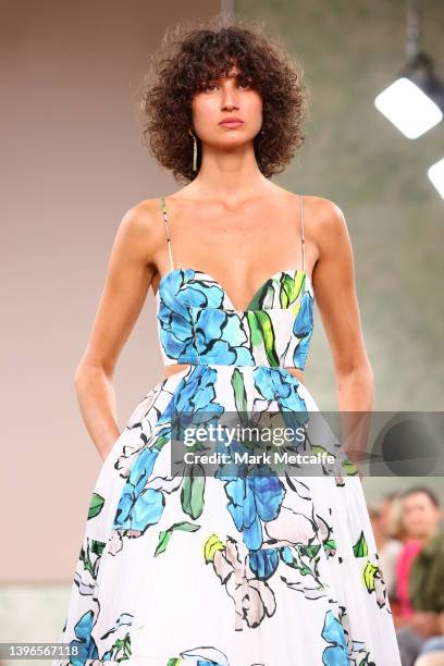 Model walks the runway during the Aje show during Afterpay Australian Fashion Week 2022 Resort '23 Collections at the Museum of Contemporary Art on...