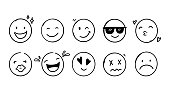 Doodle Emoji face icon set