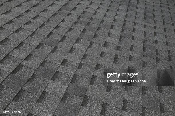 full frame of roof shingles - tile roof stock pictures, royalty-free photos & images