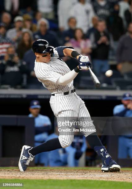 Aaron Judge of the New York Yankees hits a walk-off, three-run home run in the bottom of the ninth inning for a 6-5 win against the Toronto Blue Jays...