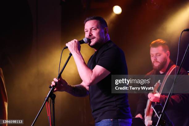 Ty Herndon performs on stage during a Music Memorial for Jeff Carson at Nashville Palace on May 10, 2022 in Nashville, Tennessee.