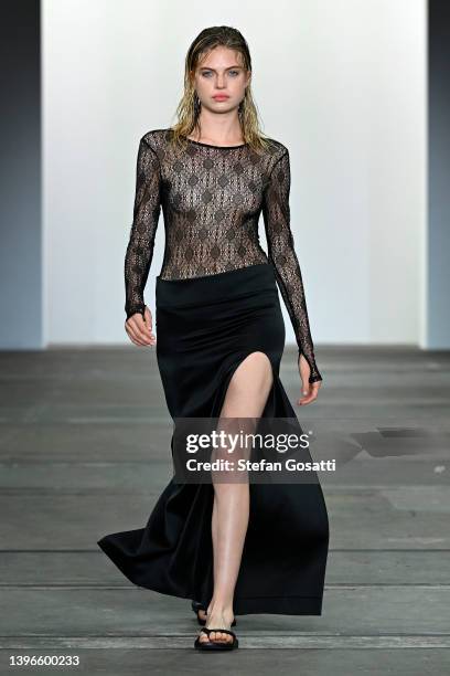 Model walks the runway during the Karla Špetic show during Afterpay Australian Fashion Week 2022 Resort '23 Collections at Carriageworks on May 11,...