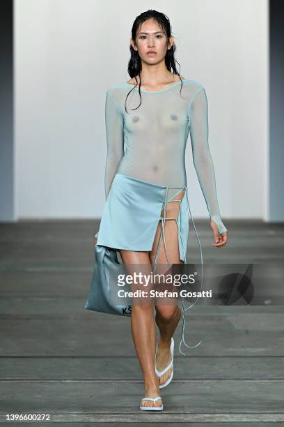 Model walks the runway during the Karla Špetic show during Afterpay Australian Fashion Week 2022 Resort '23 Collections at Carriageworks on May 11,...