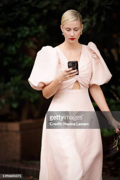 Jax Raynor wearing Aje dress at Afterpay Australian Fashion Week 2022 on May 11, 2022 in Sydney, Australia.