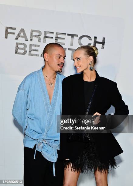 Evan Ross and Ashlee Simpson attend the FARFETCH Beauty Launch Party on May 10, 2022 in West Hollywood, California.