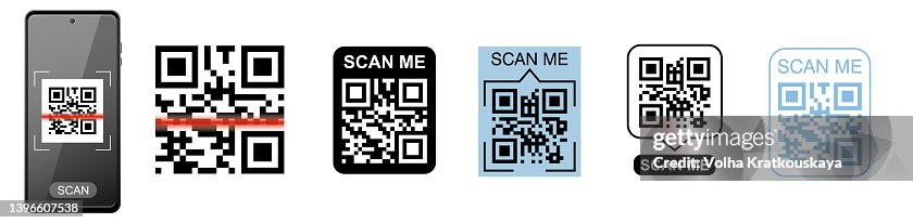 Scan Tag Qr Code Frame Vector Set And Scanning Phone Scan Me Phone Tag Template ...