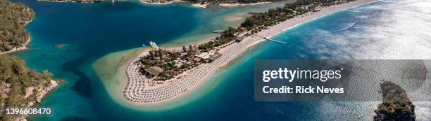 aerial panoramic view from oludeniz beach at sunny day, turkey - peninsula 個照片及圖片檔