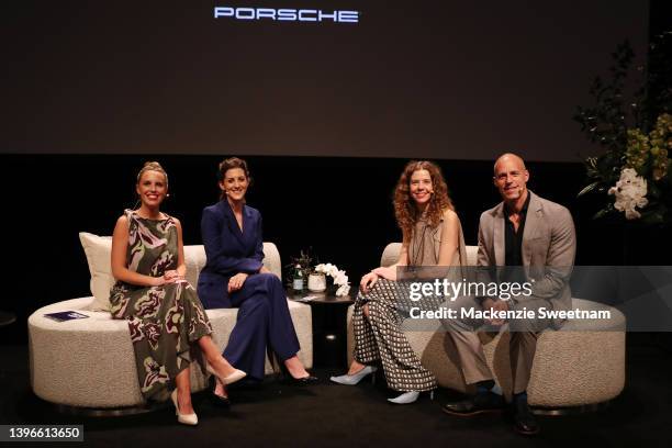 Caitlin Judd, Anna Mackenzie, designer Bianca Spender and Daniel Schmollinger pose at the One on One with Bianca Spender Presented by Porsche during...