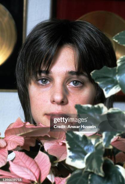 American glam rock singer and bassist Suzi Quatro relaxing at home circa 1975 in London England.