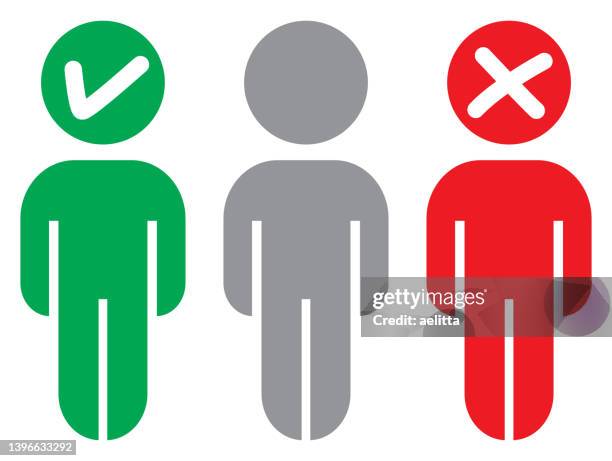 people icons with check marks. - indifference stock illustrations