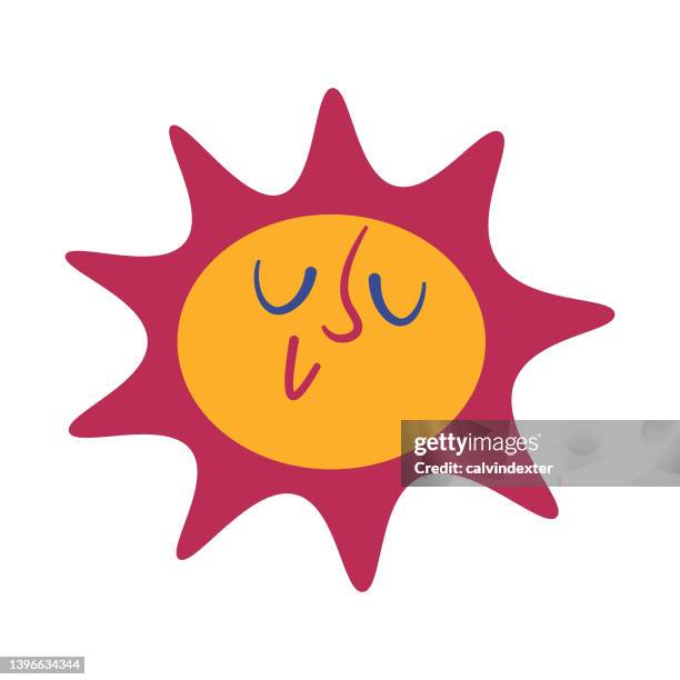 cute sun emoticon - plan flat character stock illustrations
