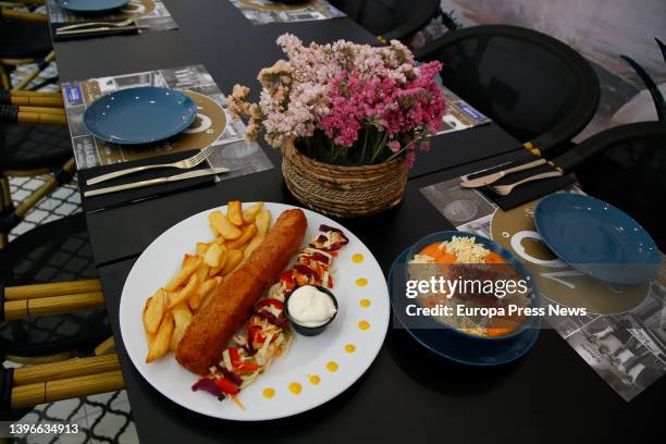 Flamenquin de salmorejo cordobes from Taberna La Oveja Negra of Grupo La Carboneria, on 10 May, 2022 in Cordoba, Andalusia, Spain. Cordoba's...