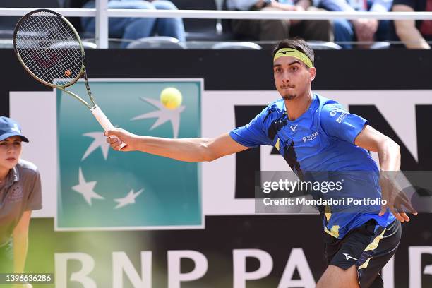 Italian tennis player Lorenzo Sonego during the Italian open of tennis at Foro Italico. Rome , May 9th, 2022