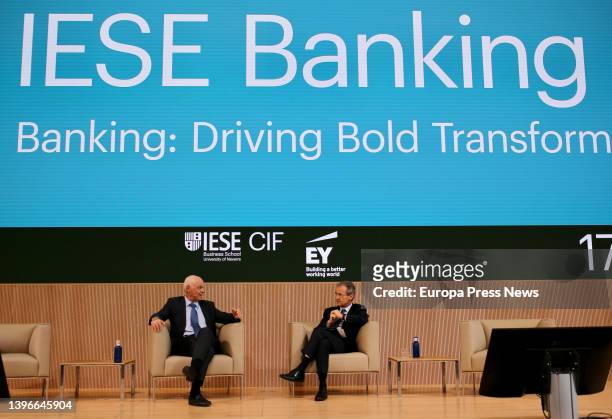 The president of the European Banking Authority , Jose Manuel Campos , speaks on the second day of the IESE and EY Banking Meeting, at IESE Madrid,...