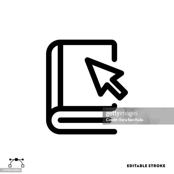 e-library and online book store line icon with editable stroke. suitable for web page, mobile app, ui, ux and gui design. - screen reader stock illustrations