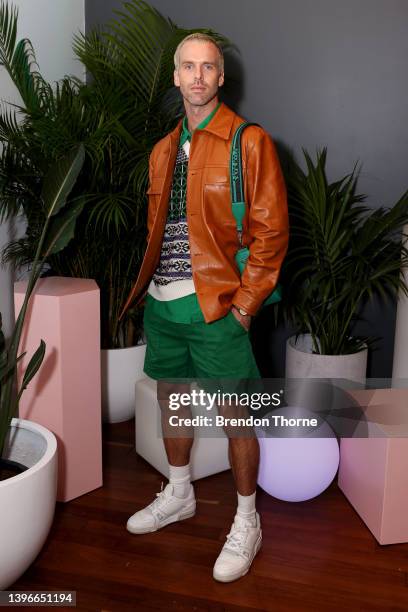 Chris Burt-Allan wears bassike while attending the bassike presentation during Afterpay Australian Fashion Week 2022 Resort '23 Collections at the...