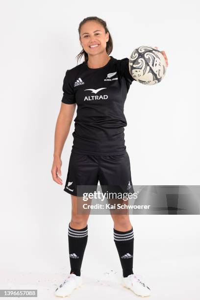 Ruby Tui poses during the New Zealand Black Ferns headshots session at The Pavilions Hotel on May 09, 2022 in Christchurch, New Zealand.