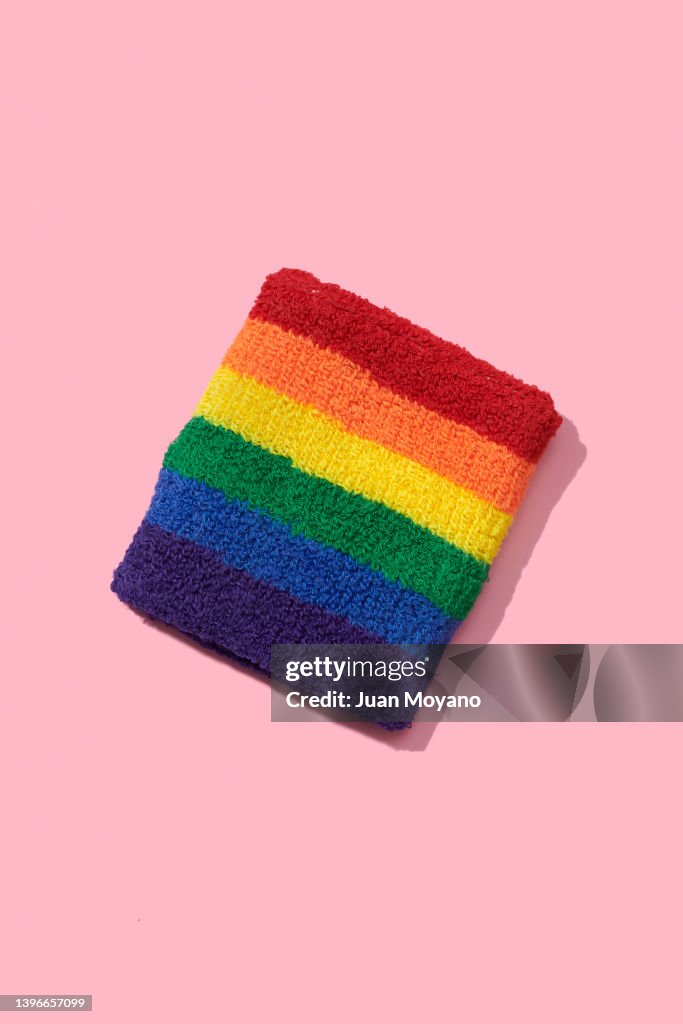 Wristband patterned with the rainbow flag