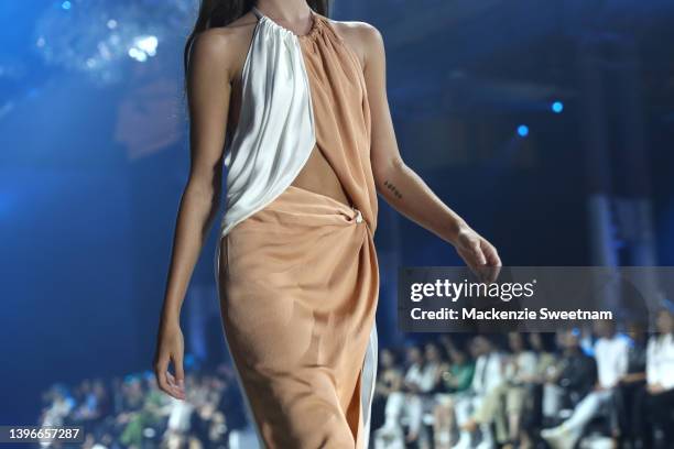 Model walks the runway in a design by Anna Quan during Afterpay's Future of Fashion show during Afterpay Australian Fashion Week 2022 Resort '23...