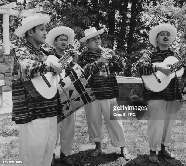 Salvadorian band Quartet Conjunto Santa Cruz representing El Salvador at the Annual Spring Festival, held at the Orange Bowl in Miami, Florida, circa...