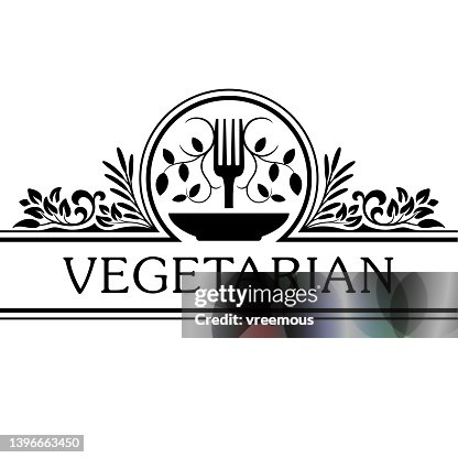 Vegetarian and Salad Restaurant Food Menu Logo Vegetarian and Salad Restaurant Food Menu Logo