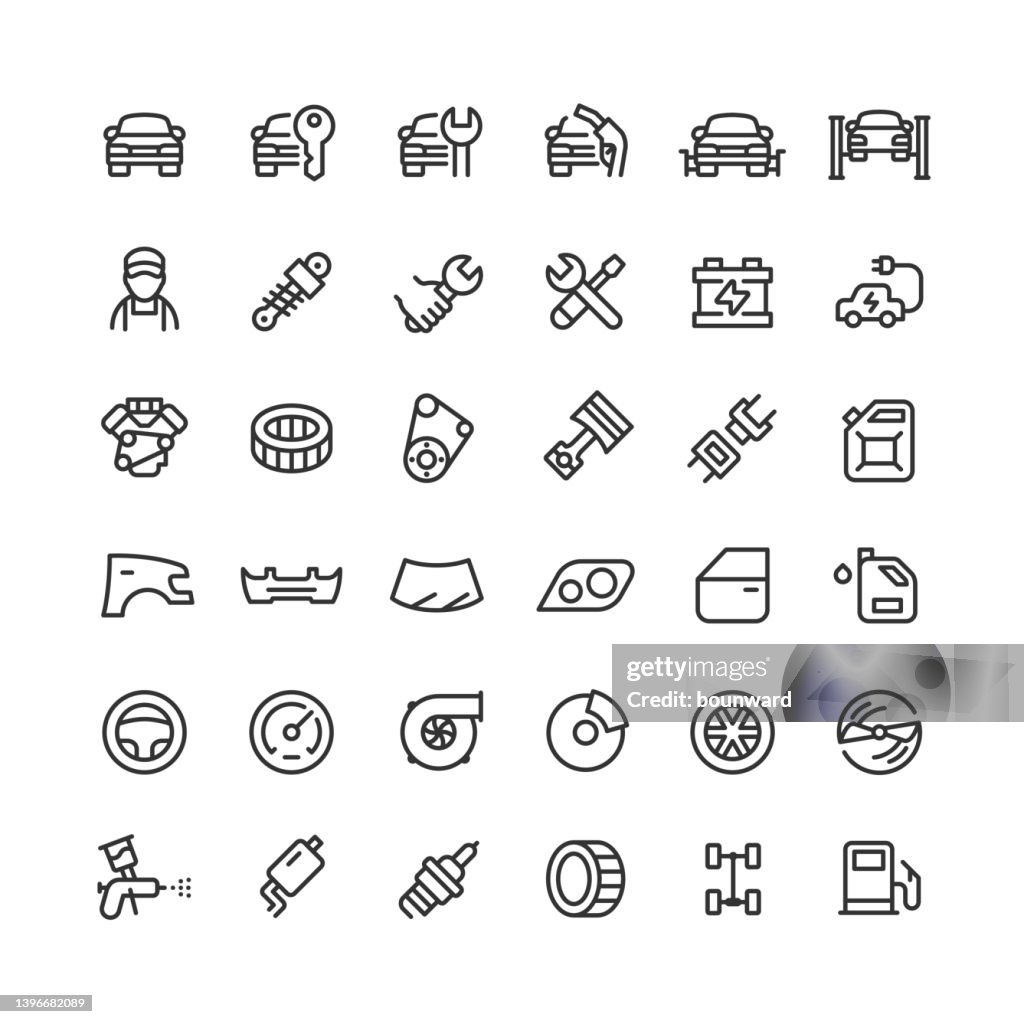 Car Service Line Icons Editable Stroke