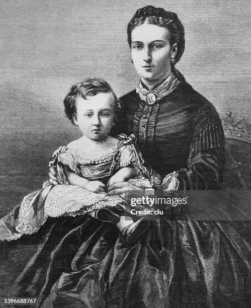 princess of wales with the infant prince albert victor - prince albert victor stock illustrations