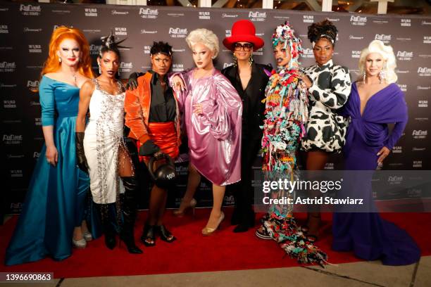 Jinkx Monsoon, Jaida Essence Hall, Shea Couleé, The Vivienne, Raja, Yvie Oddly, Monét X Change, and Trinity the Tuck attend RuPaul's Drag Race All...