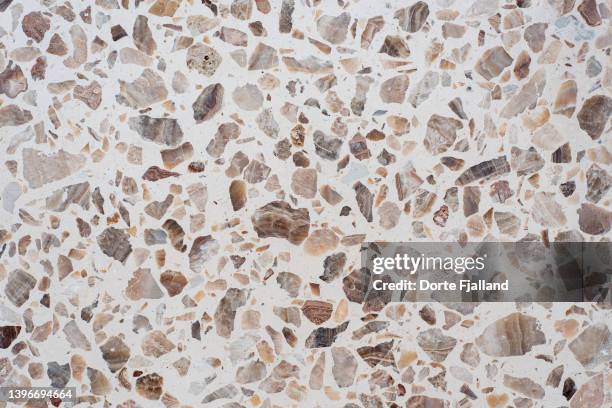 closeup of brown and beige terrazzo tile - terrazzo ストックフォトと画像