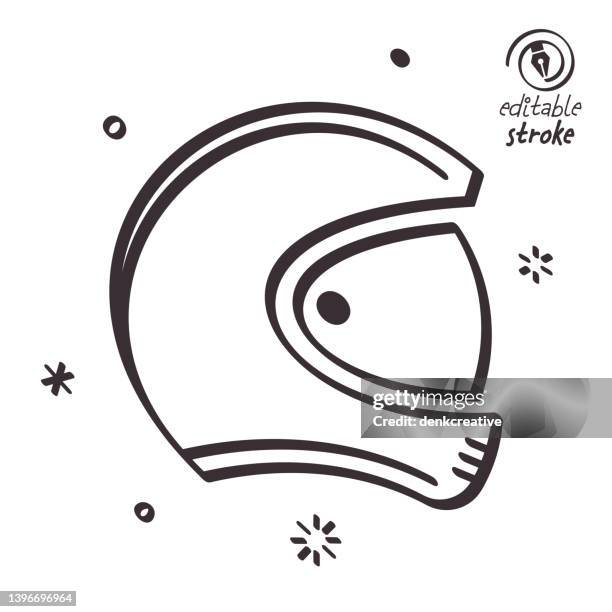 playful line illustration for motorcycle helmet - cycling helmet stock illustrations