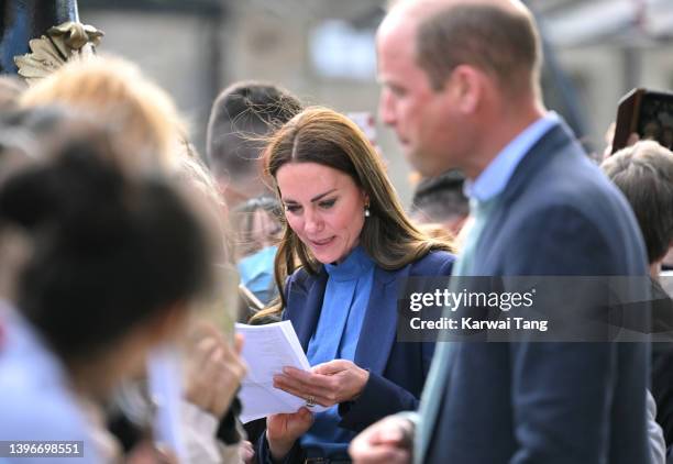 Prince William, Duke of Cambridge and Catherine, Duchess of Cambridge on a walkabout after a visit to the University of Glasgow to talk with students...