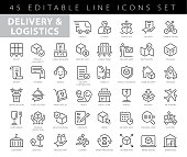Delivery and Logistics Icon set. Thin Line Series