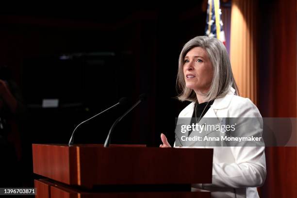 Sen. Joni Ernst gives remarks at a news conference at the U.S. Capitol Building on May 11, 2022 in Washington, DC. Senate Republicans held the news...