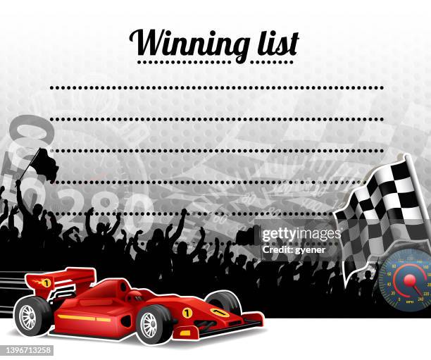 ilustrações de stock, clip art, desenhos animados e ícones de new racing winner list - florida cup