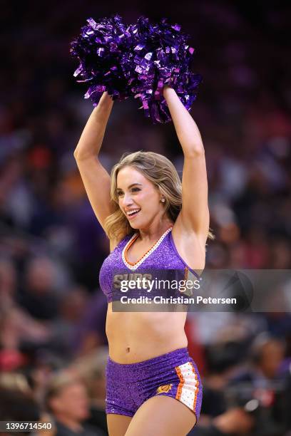 Phoenix Suns cheerleader performs during the second half of Game Five of the Western Conference Second Round NBA Playoffs at Footprint Center on May...