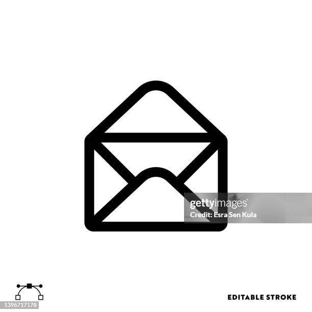 open envelope line icon with editable stroke. suitable for web page, mobile app, ui, ux and gui design. - open source development stock illustrations
