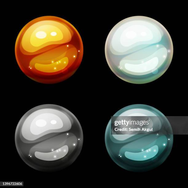 shiny sphere glass balls - shiny square button stock illustrations