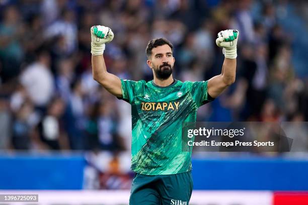 Fernando Pacheco of Deportivo Alaves reacts during the Spanish league, La Liga match between Deportivo Alaves and RCD Espanyol at Mendizorrotza on...