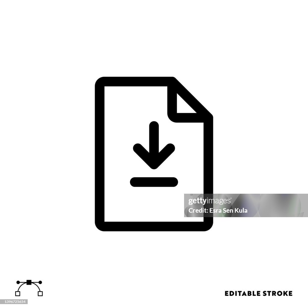 Download File Line Icon Design with Editable Stroke. Suitable for Web Page, Mobile App, UI, UX and GUI design.