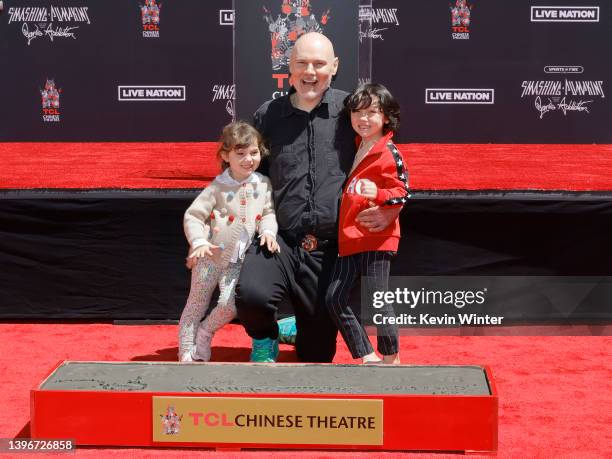 Philomena Clementine Corgan, Billy Corgan of The Smashing Pumpkins, and Augustus Juppiter Corgan attend the Hand and Footprint Ceremony Honoring The...